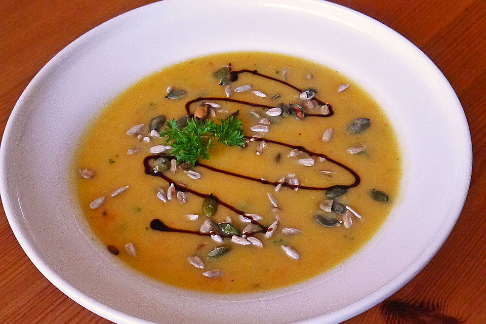 Kürbissuppe mit Ingwer und Kokosmilch